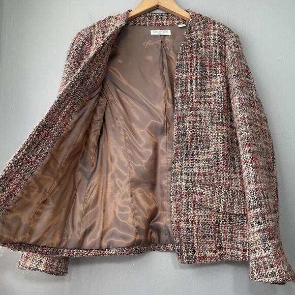 Wool Tweed Blazer Size 8 Light Academia Jacket Career Preppy Neutral Heritage - Picture 3 of 10